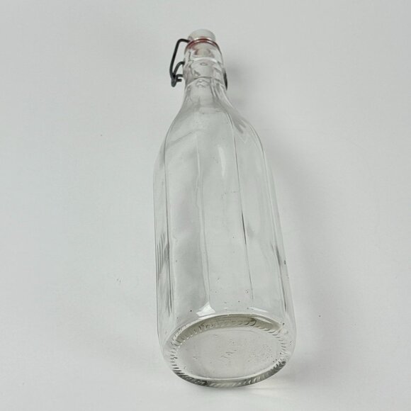 Vintage 13" Italian Glass Bottle With Ceramic Stopper Swing Top Closure Clear - Picture 7 of 9